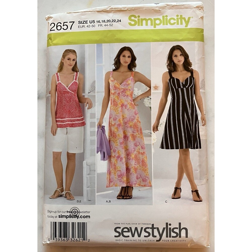 Simplicity Pattern 2657 Women's Dress Top Shorts‎ & Bolero Size 16-18-20-22-24